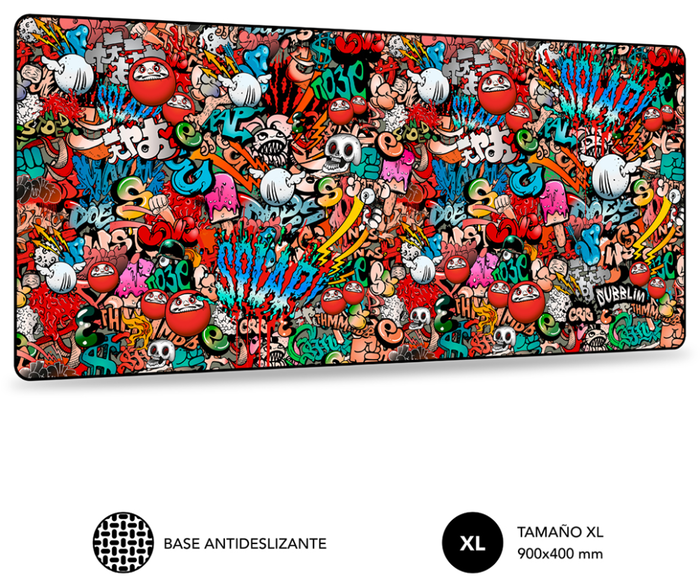 Subblim Alfombrilla Graffiti XL Mouse Pad 900x400x3mm Multicolor