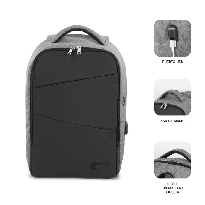 Subblim Mochila Secure V2 AP Antirrobo 16 pulgadas Gris/Negro