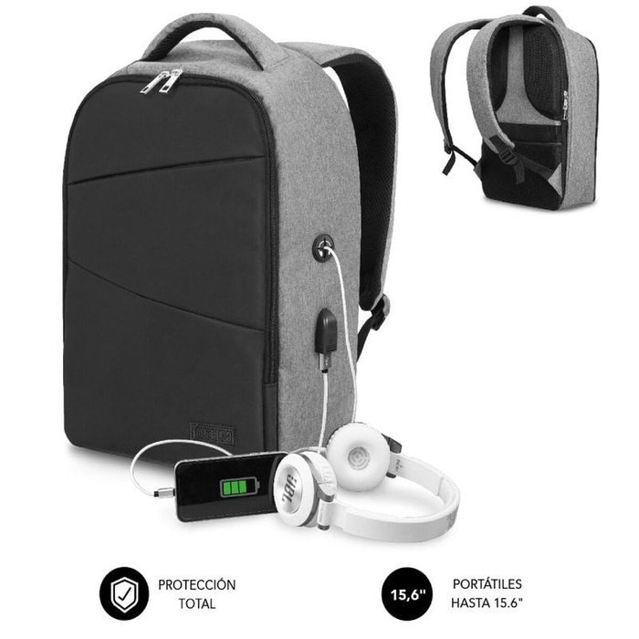 Subblim Mochila Secure V2 AP Antirrobo 16 pulgadas Gris/Negro