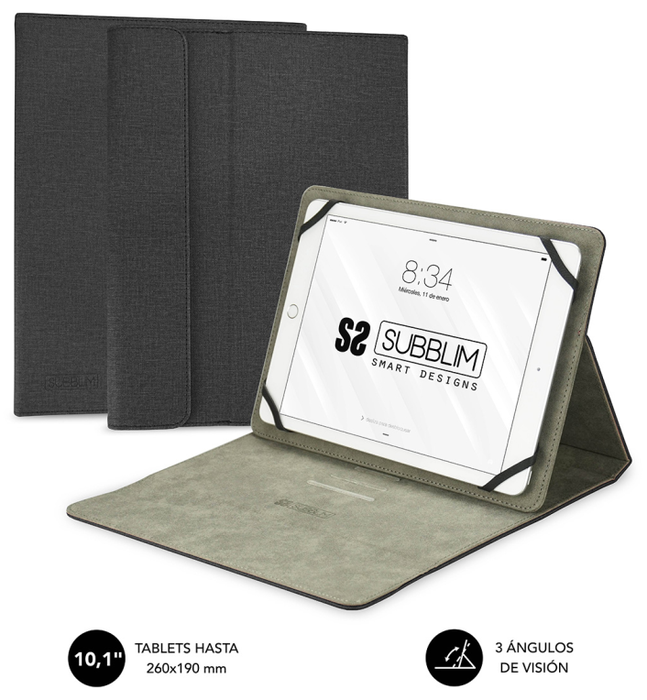 Subblim Clever Stand Case Funda para Tablet 10,1 Pulgadas Negro