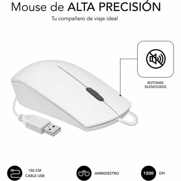 Subblim Combo Business Slim Silencioso Teclado y Ratón Blanco USB
