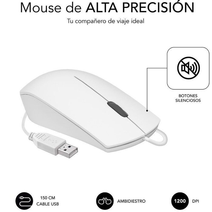 Subblim Combo Business Slim Silencioso Teclado y Ratón Blanco USB