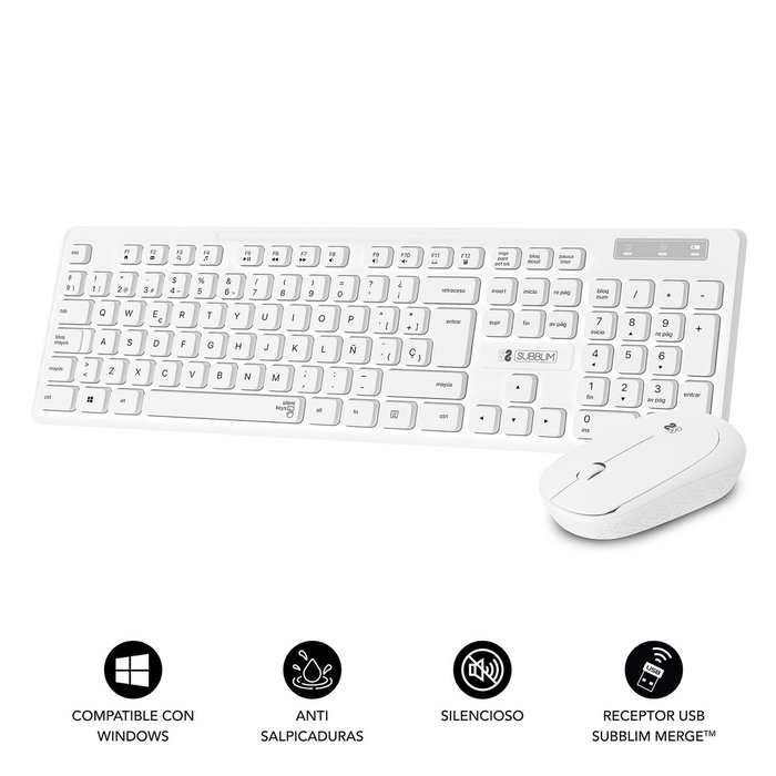 Subblim Combo Business Slim Silencioso Inalámbrico 2.4G Blanco