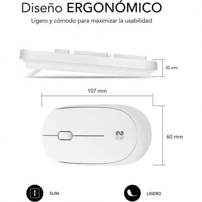 Subblim Combo Business Slim Silencioso Inalámbrico 2.4G Blanco