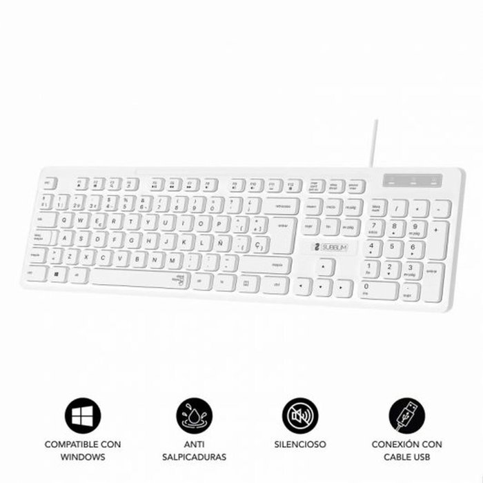 Subblim Teclado Business Slim Silencioso Blanco USB