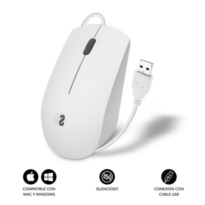 Subblim Ratón Business Silencioso Blanco 1200 DPI USB