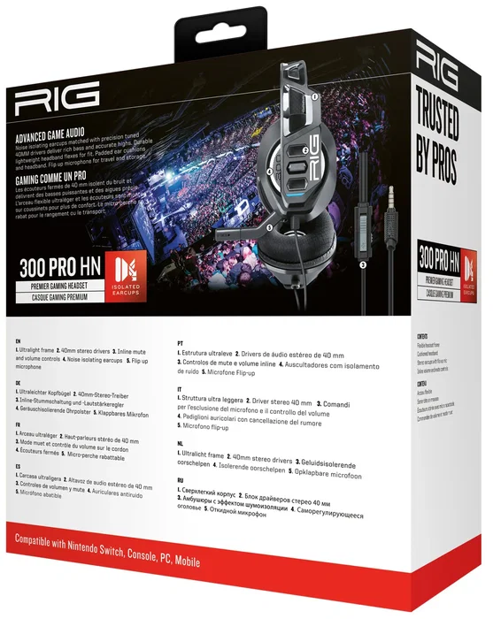 Nacon RIG 300 PRO HN - Auriculares Gaming Diadema Alámbrico para Nintendo Switch, Circumaural, Negro, con Micrófono Boom y Control en Cable Nacon RIG 300 PRO HN - Auriculares Gaming Diadema Alámbrico para Nintendo Switch, Circumaural, Negro, con Micrófono Boom y Control en Cable