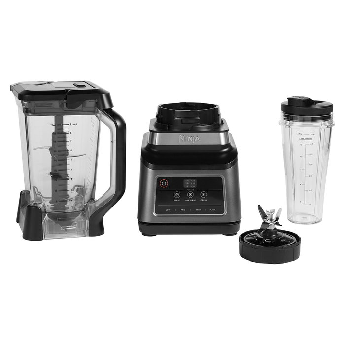 Ninja BN750EU Batidora de vaso 2 en 1 con Auto-iQ, 1200 W, Negro/Plata