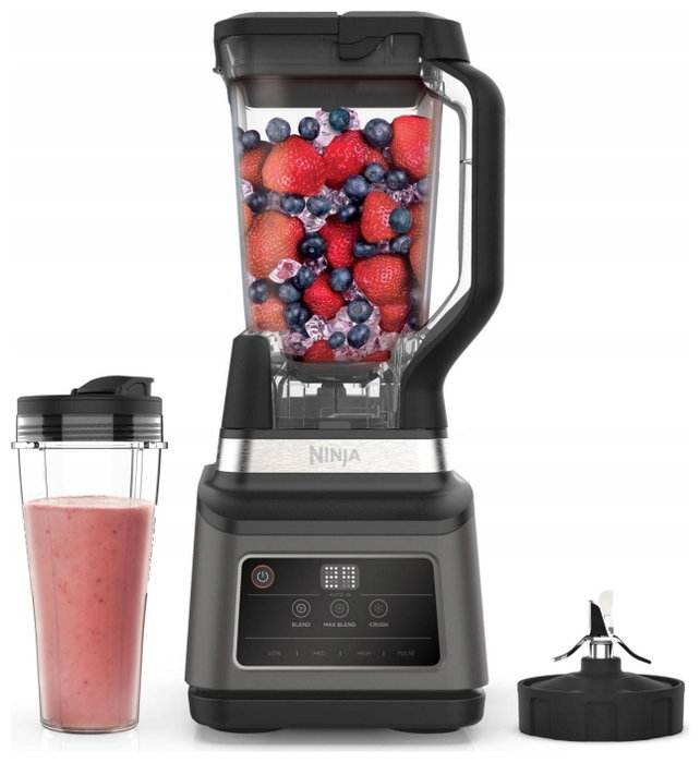 Ninja BN750EU Batidora de vaso 2 en 1 con Auto-iQ, 1200 W, Negro/Plata Ninja BN750EU Batidora de vaso 2 en 1 con Auto-iQ, 1200 W, Negro/Plata
