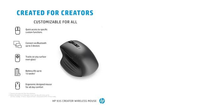 HP 935 Creator Ratón Inalámbrico Negro