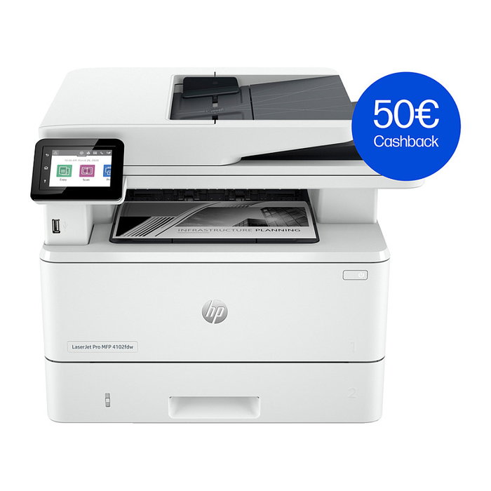 HP LaserJet Pro MFP 4102dw Impresora Multifunción Láser Blanco y Negro 40 ppm A4 con WiFi, Ethernet, Duplex Automático, Escáner de Cama Plana y Pantalla Táctil de 2.7 Pulgadas