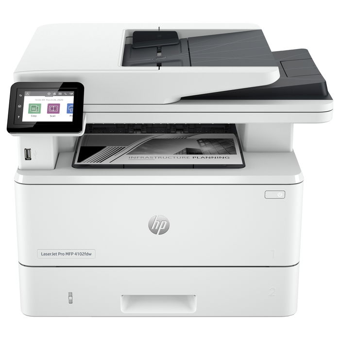 HP LaserJet Pro MFP 4102DW - Impresora Laser Multifunción 3en1 B/N, 40 ppm, A4, Duplex Automático, WiFi, Ethernet, 512 MB, Pantalla Táctil 2.7", Blanco HP LaserJet Pro MFP 4102DW - Impresora Laser Multifunción 3en1 B/N, 40 ppm, A4, Duplex Automático, WiFi, Ethernet, 512 MB, Pantalla Táctil 2.7", Blanco