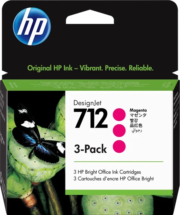 HP 712 Magenta 3-Pack de 29 ml para DesignJet Studio y series T200/T600