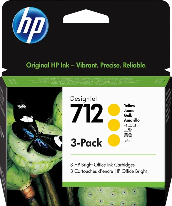 HP 712 Pack de 3 Cartuchos de Tinta Amarillo 29 ml para DesignJet