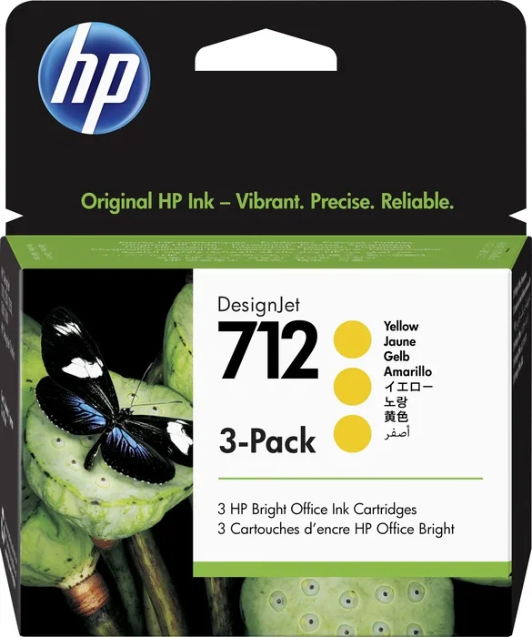 HP 712 Pack de 3 Cartuchos de Tinta Amarillo 29 ml para DesignJet