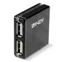 Lindy 42742 Hub USB 2.0 con 4 puertos, 480 Mbit/s, color Negro