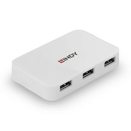 Lindy Hub USB 3.0 de 4 Puertos con Velocidad de 5 Gbps, Compatible con USB 2.0 y 1.1