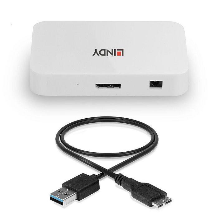 Lindy Hub USB 3.0 de 4 Puertos con Velocidad de 5 Gbps, Compatible con USB 2.0 y 1.1