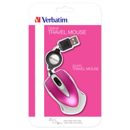 Verbatim Go Mini Ratón Óptico Rosa