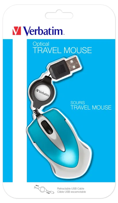 Verbatim Go Mini Ratón Óptico Ultraportátil Azul Turquesa