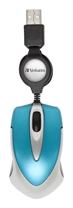 Verbatim Go Mini Ratón Óptico Ultraportátil Azul Turquesa