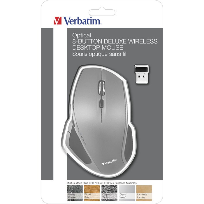 Verbatim Wireless Desktop Mouse Deluxe 8 Button Blue LED