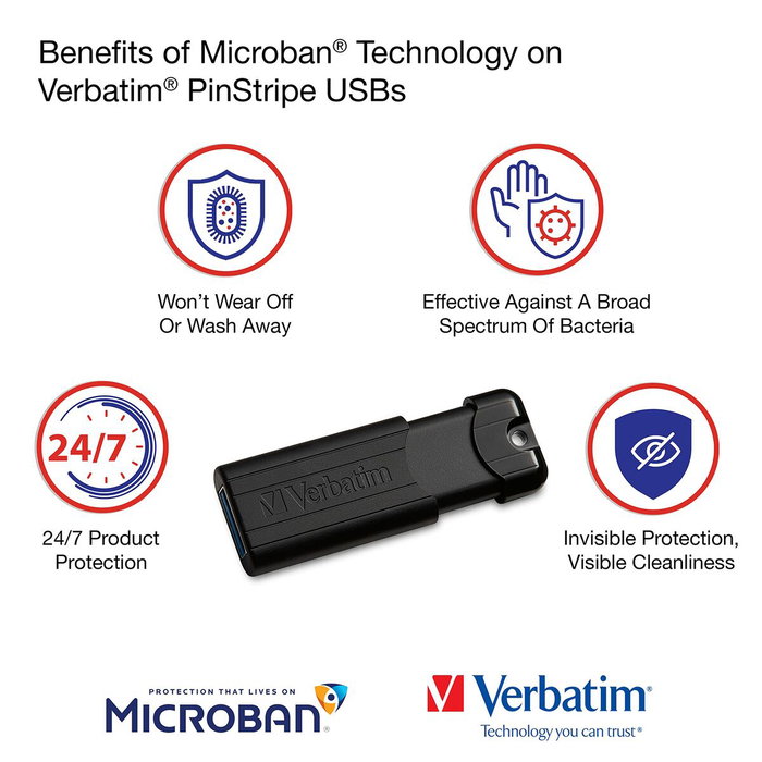 Verbatim PinStripe 64GB USB 3.2 Negro