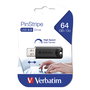 Verbatim PinStripe 3.0 - Pendrive USB 3.0 64 GB, Negro, Interfaz Tipo A, Factor de Forma Deslizante, Llavero