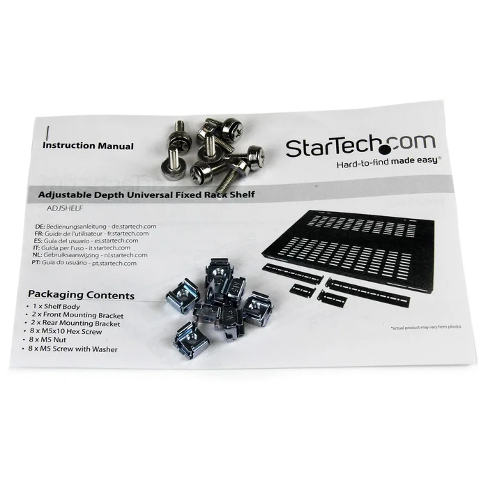 StarTech ADJSHELF Estante para Rack de 1U con Profundidad Ajustable