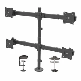 StarTech ARMQUAD Soporte Cuádruple para 4 Monitores de hasta 27" con VESA 75/100 - Montaje en Escritorio con Gestión de Cables, Inclinación, Giro y Ajuste de Altura, Negro