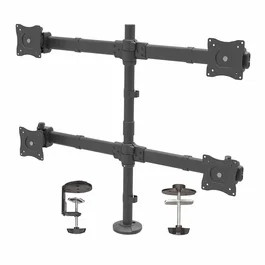 StarTech.com Brazo de Escritorio para 4 Monitores 2x2 - Soporte Articulado Ergonómico con Abrazadera/Ojal, para Pantallas de hasta 27" - Compatible VESA 100x100 mm, Negro