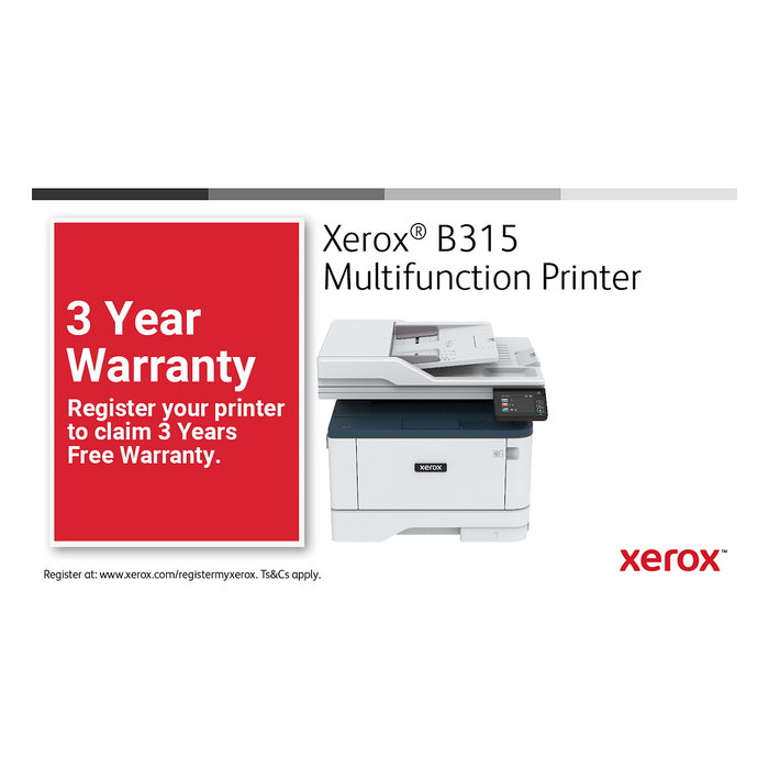 Xerox B315 Impresora Multifunción Láser Monocromo A4 40ppm Dúplex WiFi LAN ADF Fax