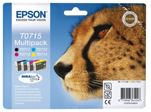 Epson Multipack de Cartuchos Inkjet T071540 para Stylus D78/92/120 DX4000/5000/6000/7000F/8400/9400F Epson Multipack de Cartuchos Inkjet T071540 para Stylus D78/92/120 DX4000/5000/6000/7000F/8400/9400F