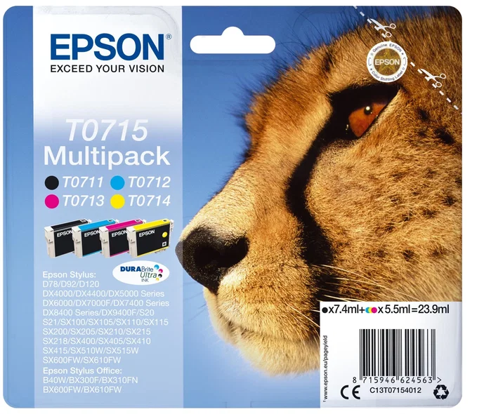 Epson Multipack de Cartuchos Inkjet T071540 para Stylus D78/92/120 DX4000/5000/6000/7000F/8400/9400F Epson Multipack de Cartuchos Inkjet T071540 para Stylus D78/92/120 DX4000/5000/6000/7000F/8400/9400F