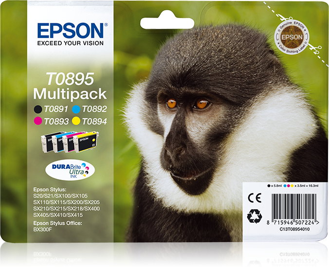 Epson Multipack de 4 cartuchos de tinta T089540 (Negro, Cian, Magenta, Amarillo)