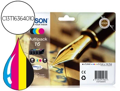 Epson DURABrite Ultra Ink Cartucho 16XL Multipack (Negro, Cian, Magenta, Amarillo) C13T16364012