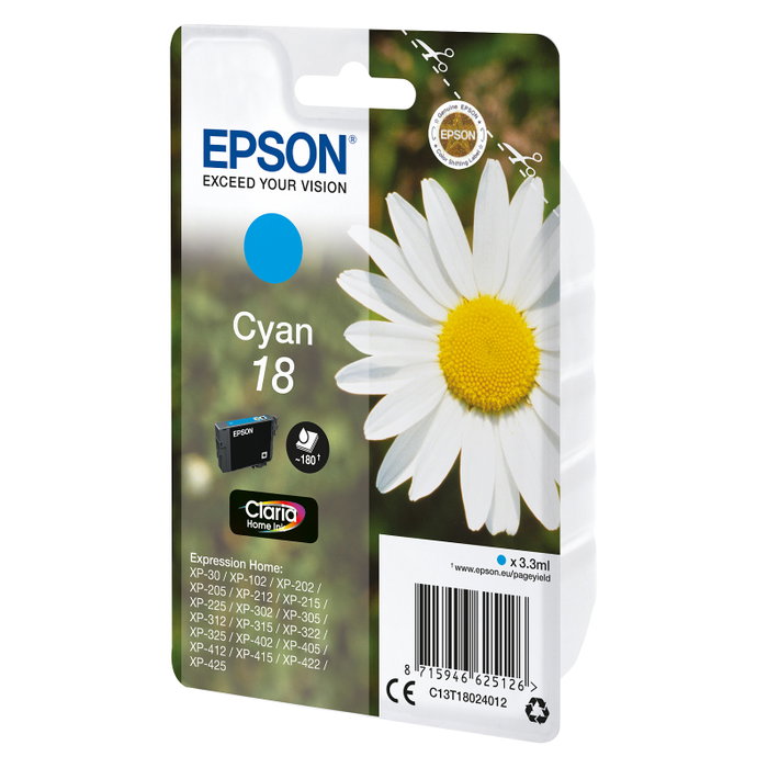 Epson Cartucho de Tinta Cian nº18 Claria Home C13T18024012 Original Epson Cartucho de Tinta Cian nº18 Claria Home C13T18024012 Original