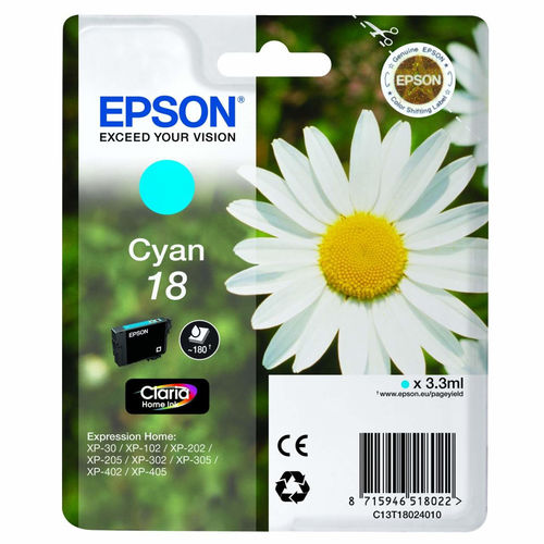 Epson Cartucho de Tinta Cian nº18 Claria Home C13T18024012 Original Epson Cartucho de Tinta Cian nº18 Claria Home C13T18024012 Original