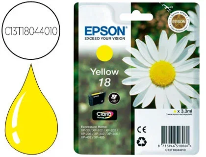 Epson Cartucho de Tinta Amarillo nº18 C13T18044012 Claria Home Ink Epson Cartucho de Tinta Amarillo nº18 C13T18044012 Claria Home Ink
