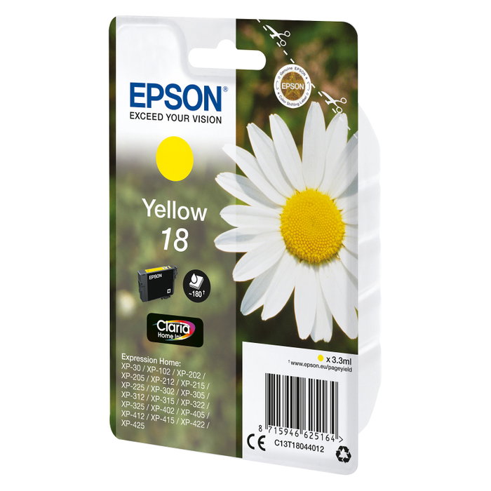 Epson Cartucho de Tinta Amarillo nº18 C13T18044012 Claria Home Ink Epson Cartucho de Tinta Amarillo nº18 C13T18044012 Claria Home Ink