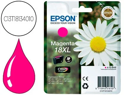 Epson Cartucho 18XL Magenta para Expression Home XP-102/205/305/405, T181340 Epson Cartucho 18XL Magenta para Expression Home XP-102/205/305/405, T181340