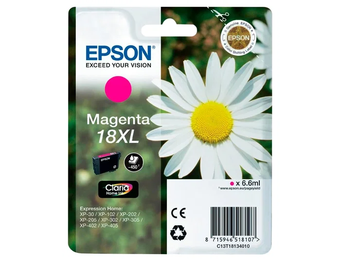 Epson Cartucho 18XL Magenta para Expression Home XP-102/205/305/405, T181340 Epson Cartucho 18XL Magenta para Expression Home XP-102/205/305/405, T181340