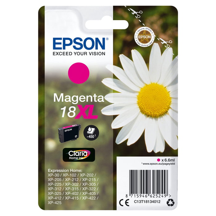 Epson Cartucho 18XL Magenta para Expression Home XP-102/205/305/405, T181340 Epson Cartucho 18XL Magenta para Expression Home XP-102/205/305/405, T181340