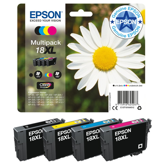 Epson Multipack 18XL (C13T18164012) de alta capacidad con 4 colores