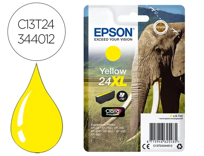 Epson Claria Photo HD Ink Cartucho Amarillo 24XL C13T24344012 Epson Claria Photo HD Ink Cartucho Amarillo 24XL C13T24344012