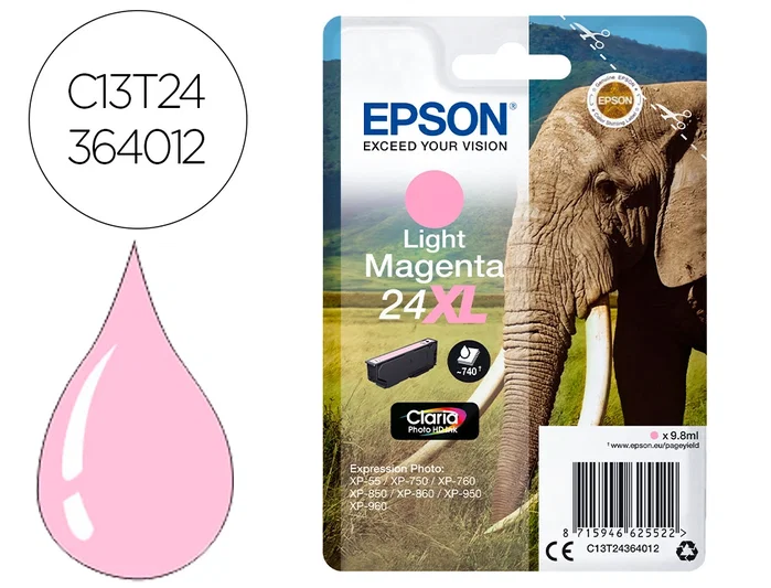 Epson Cartucho Claria Photo HD Magenta claro 24XL C13T24364012 de alto rendimiento