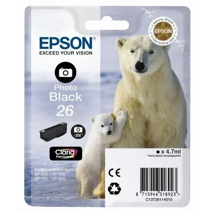 Epson Cartucho Foto Negro Claria Premium 26 C13T26114012