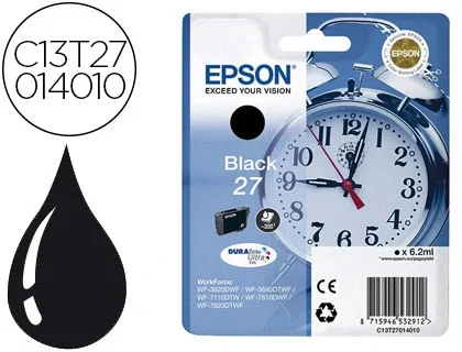 Epson Cartucho de Tinta nº27 Negro DURABrite Ultra C13T27014012 Epson Cartucho de Tinta nº27 Negro DURABrite Ultra C13T27014012