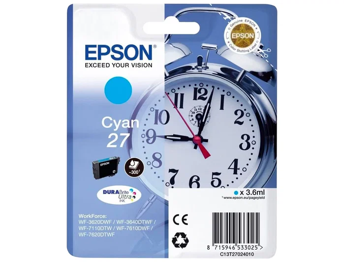 Epson Cartucho de Tinta nº27 Cian DURABrite Ultra T2702