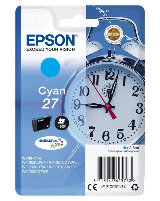 Epson Cartucho de Tinta nº27 Cian DURABrite Ultra T2702
